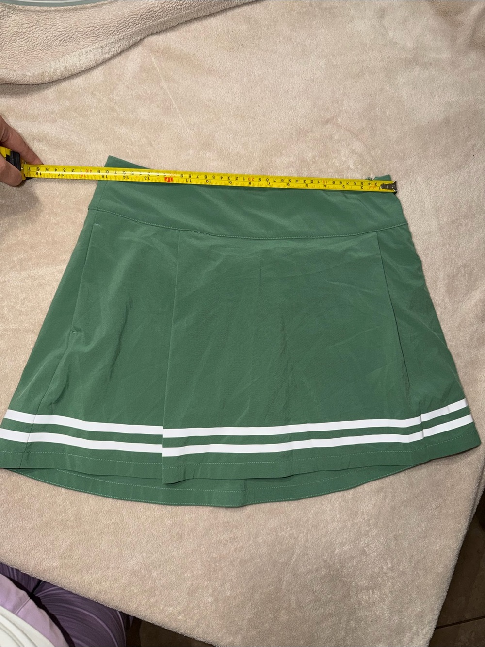 CALIA by Carrie Underwood Green Athletic Skort with White Stripes